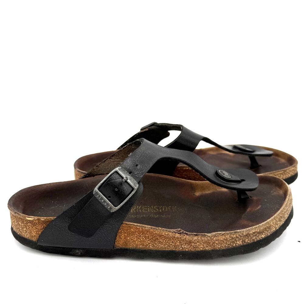 Birkenstock Women's Black Gizeh Thong Leather Sandals Size 38 / 245 / 7